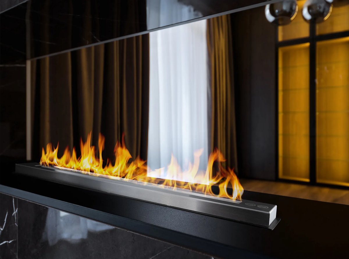 Bio-ethanol inbouwhaard lineair 90 cm brander met glas – moderne design haard zonder schoorsteen