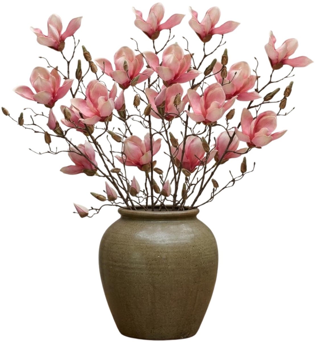 Mica Decorations Kunstbloemen - 4x - magnolia tree - roze - 80 cm - siertakken - boeket - stelen