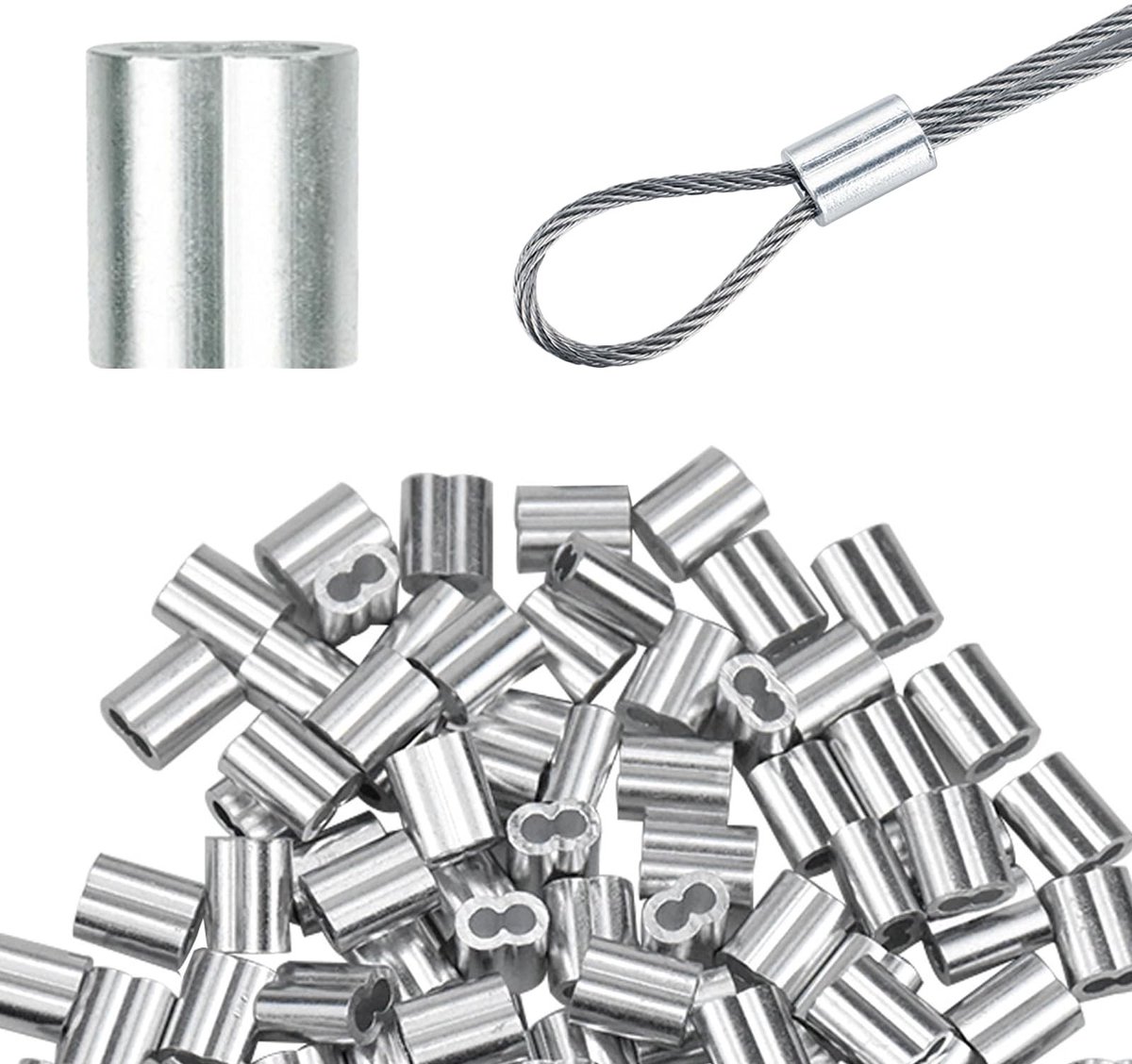 Allecto - Draadkabelklemmen - 100 stuks - Veilig en betrouwbaar - Zilver - Kabelbevestiging - Gemakkelijk te bedienen - Geschikt voor 2 mm kabels -...