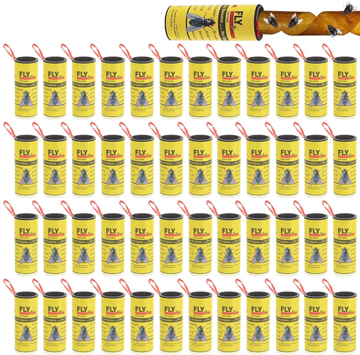 Allecto - Vliegenvangers - Vliegenvallen - Milieuvriendelijk - 48 stuks - Sterke lijm - Binnen en buiten - Fruitvliegen en muggen