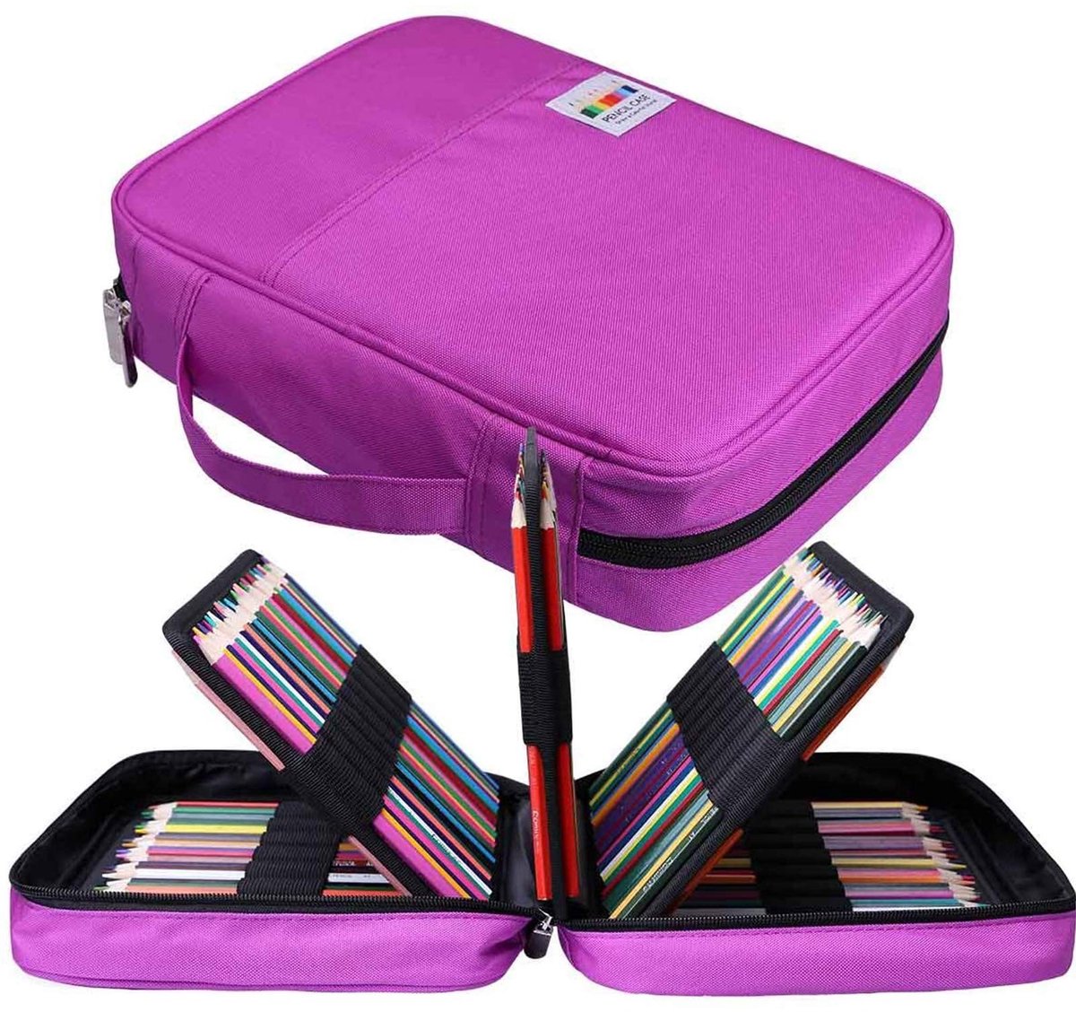 Allecto - Etui Grote Capaciteit - Waterdicht - Purple - Gekleurde Potloden - Ideaal voor Creatieve Geesten - Ruim en Praktisch
