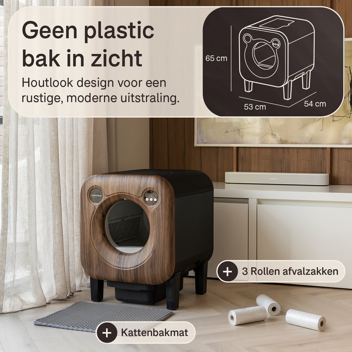 Zentriq Automatische Kattenbak - Zelfreinigend met App & 4k Camera thumbnail 3