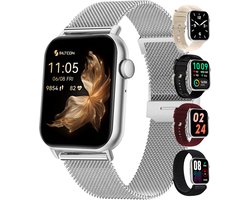 Siltcon® Seréa Smartwatch Dames - Smartwatch Heren - Horloge Dames - Stappenteller Horloge Dames - Hartslagmeter - Slaapmonitor - Saturatiemeter - Belfunctie - Geschikt voor iOS/Android - AMOLED - RVS - Elke pols - Incl. 5 Bandjes
