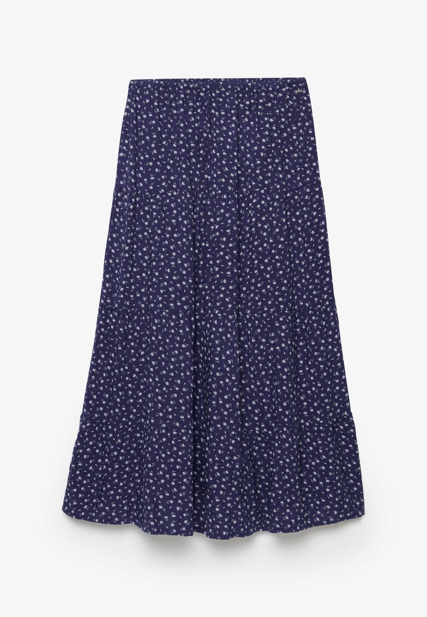 Superdry WOVEN TIERED MAXI SKIRT Dames Rok Mariner Ditsy Floral Marineblauw