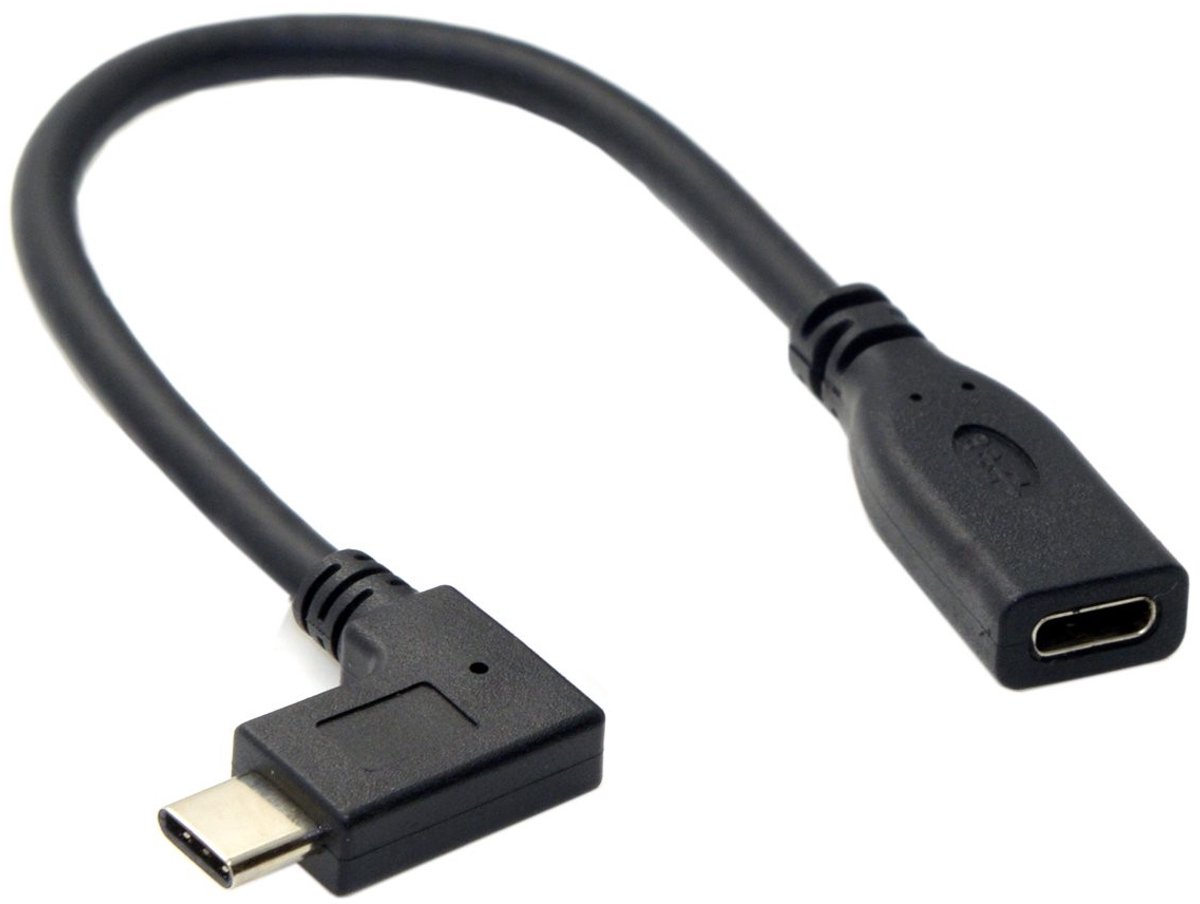 Haakse USB-C Verloopkabel 90 Graden Kort 20 cm USB 3.1 Type-C Verlengkabel