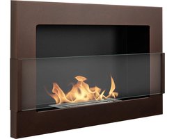 Bio-ethanol wandhaard 65x40 cm bruin mat (structuur) met glas – moderne sfeerhaard zonder…