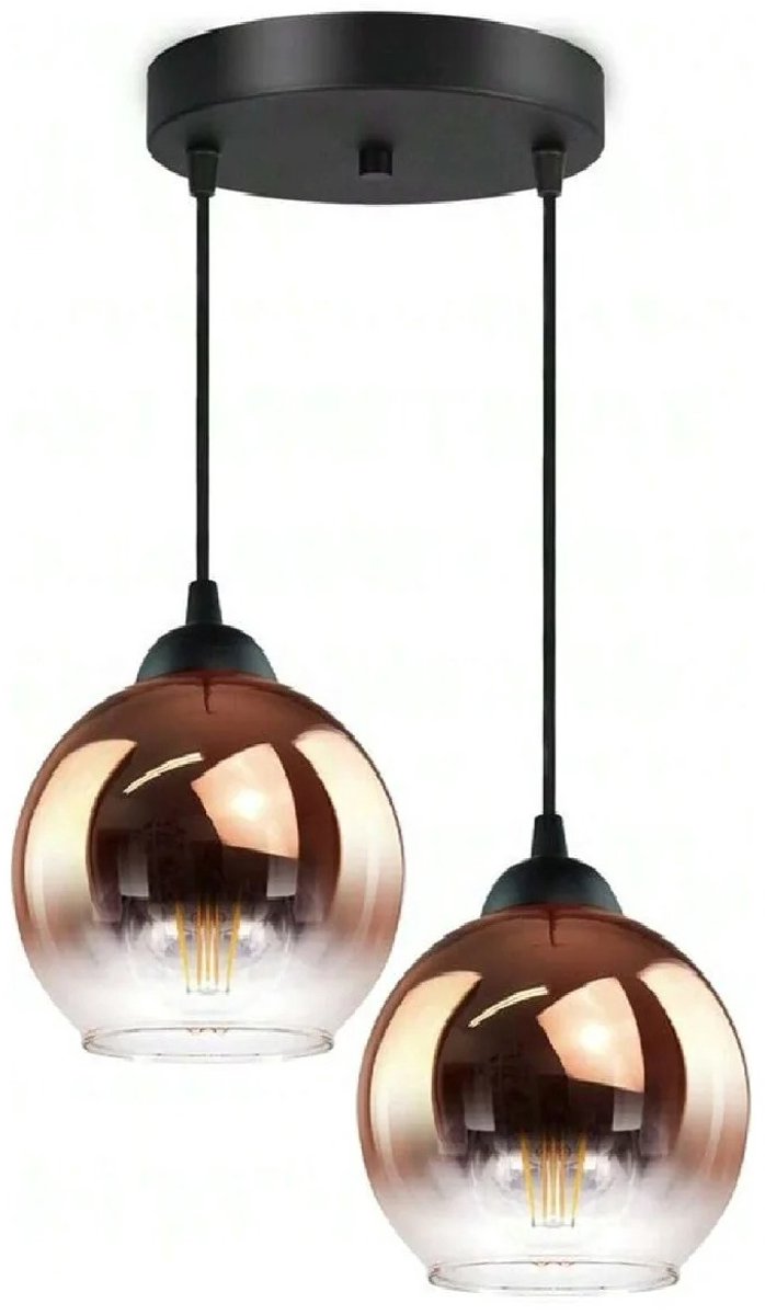 Innovastore Hanglamp - Industrielelamp - PlafondLamp - Lamp - Verlichting - Eetkamer - Woonkamer - 2 bollen - Glass Serie