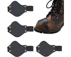 4 Pcs PU Leather Motorcycle Gear Protection Durable Adjustable Shoes Boots for Men and Women Travel Motorcycle (Black)