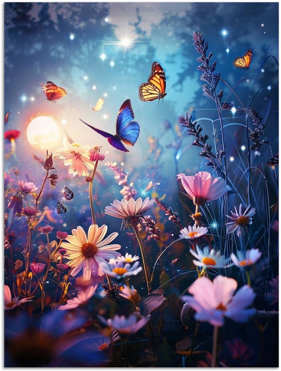 Creatieve DIY Diamond Painting Puzzel van 30 x 40 cm met Natuur en Bloemen, Vierkante Steentjes voor Volwassenen, Ontspanning en Kunstzinnige Hobby