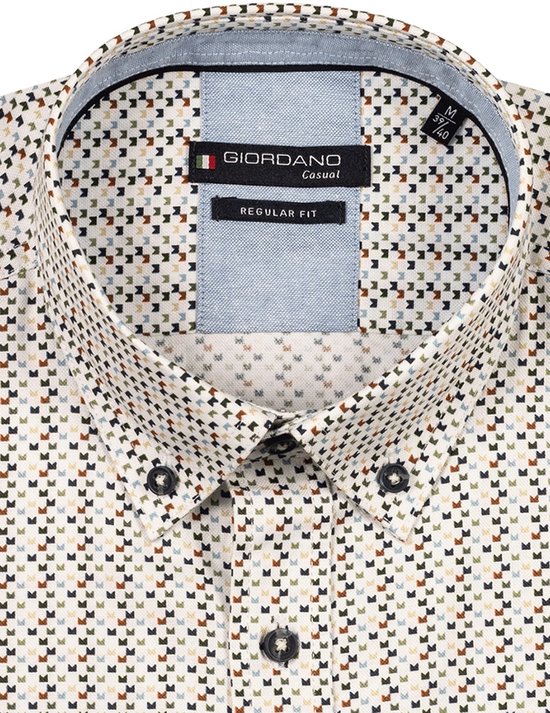 Giordano overhemd creme patroon katoen