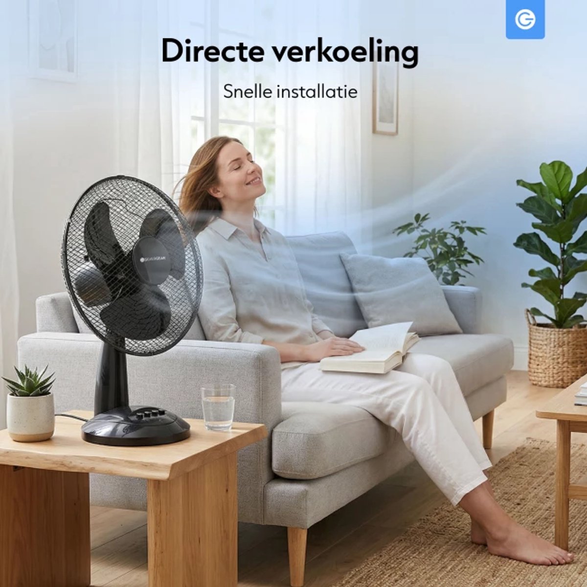 Tafel Ventilator - Compacte Luchtkoeler met 3 Snelheden - Bureauventilator - Kleine Ventilator - Luchtkoeler - Statiefventilator Slaapkamer - Krachtige Fan - Ventilator Staand voor Kantoor - Waaier - Verkoeling - Air Cooler - Zwart - Silvergear thumbnail 8