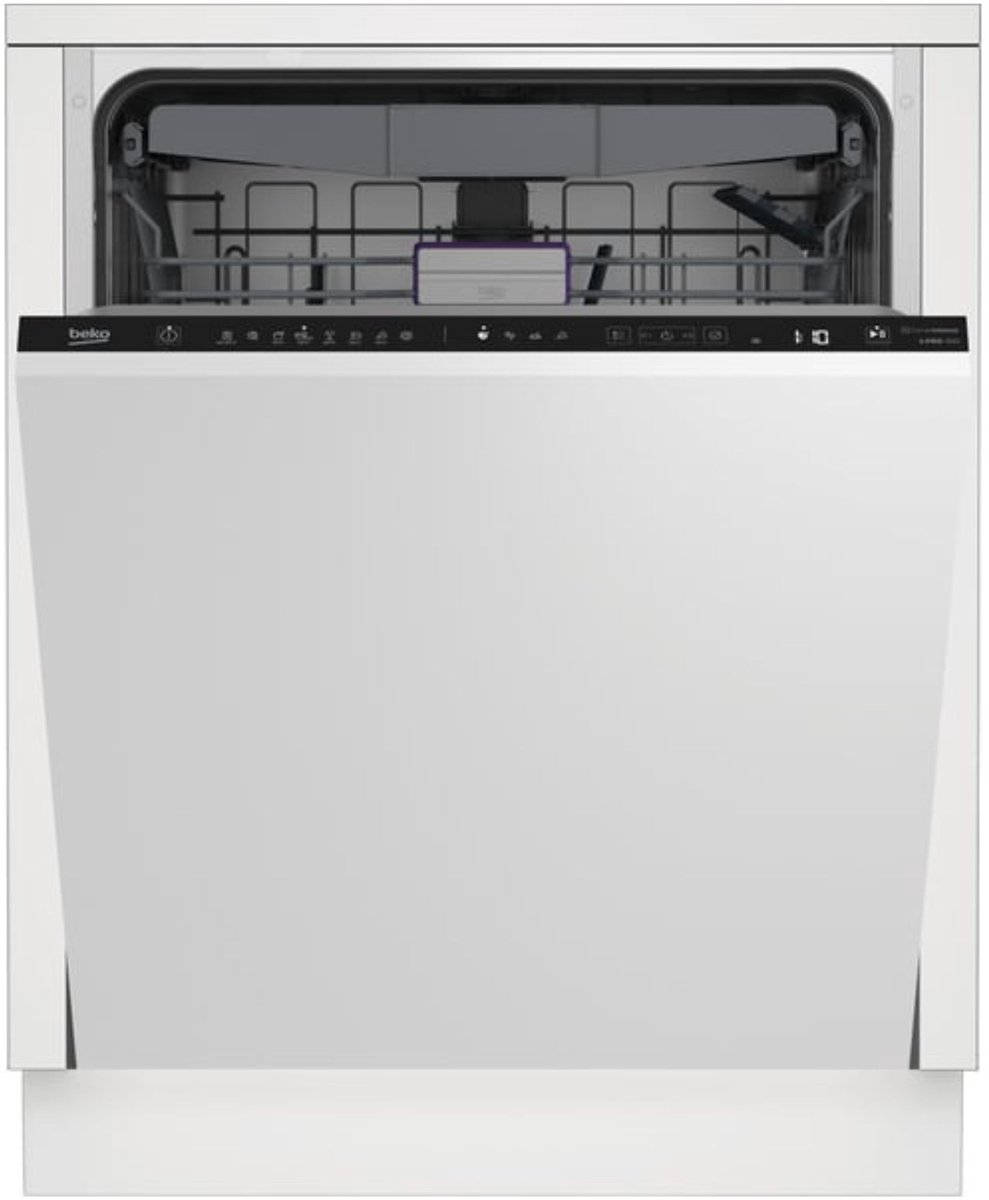 Beko BDIN36450 – Inbouwvaatwasser – 14 couverts – B label – 44 dB – Bestekmand – Volledig geïntegreerd – RVS – Stil – 10,9 liter water per cyclus