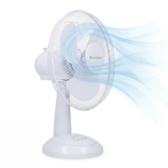 Compacte bureau ventilator Silvergear 35W, 3 snelheden, stil, klein formaat, tafelventilator voor kantoor & slaapkamer