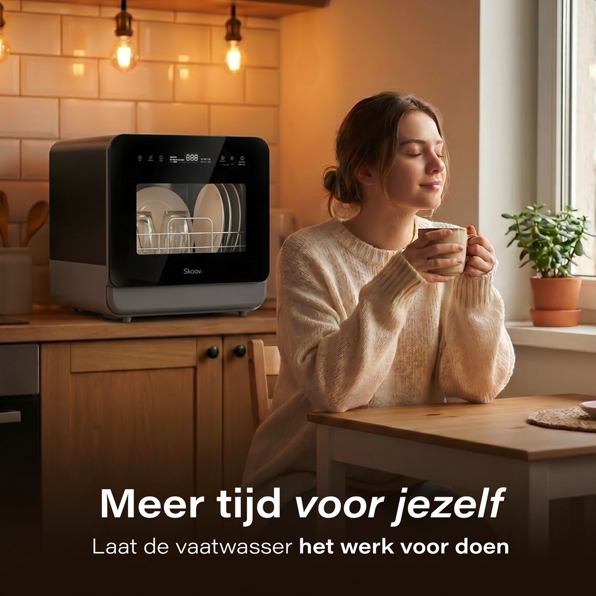 Skoov Mini Vaatwasser met waterreservoir PRO - 3 couverts - 6 wasprogramma's - Kleine smalle vrijstaande afwasmachine - Camping - Zwart — afbeelding 5