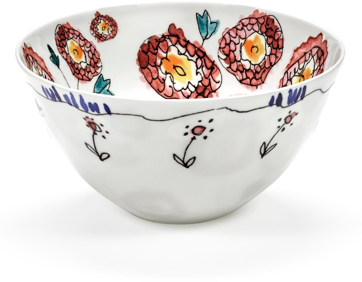 Serax Marni Midnight Flowers Anemone Milk bowl D15cm H8cm rood / blauw