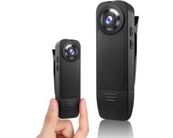 1080P Mini sportcamera met nachtzicht, 6 uur batterijduur. Actiecamera voor vlogging, reizen, beveiliging en werkzaamheden, zwart.