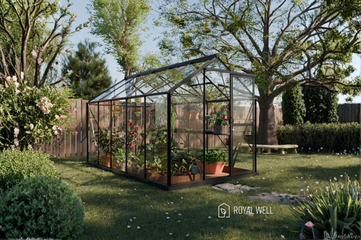 Royal Well Mary III aluminium tuinkas 212 x 360 cm - Zwart