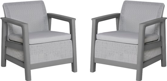 Keter Scandi Linea Loungestoel - 2 stuks - Lichtgrijs