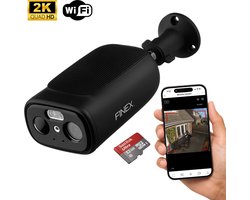 FINEX® Beveiligingscamera Draadloos Buiten – 2K Ultra HD – Solar Camera Met Nachtzicht – Buitencamera – Bewakingscamera voor Buiten – Beveiligingscamera Met WiFi en App – Inclusief 32GB SD Kaart – Zwart