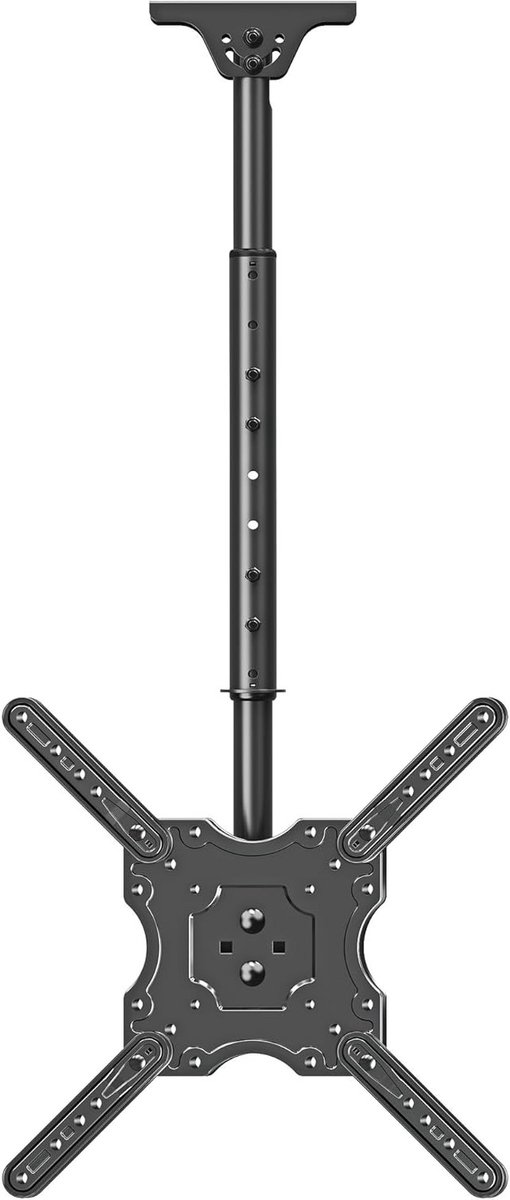 Verstelbaar TV ophangsysteem voor 24-65 inch platte en gebogen schermen tot 45kg, geschikt voor VESA 400x400mm, ideaal voor plafonds met helling