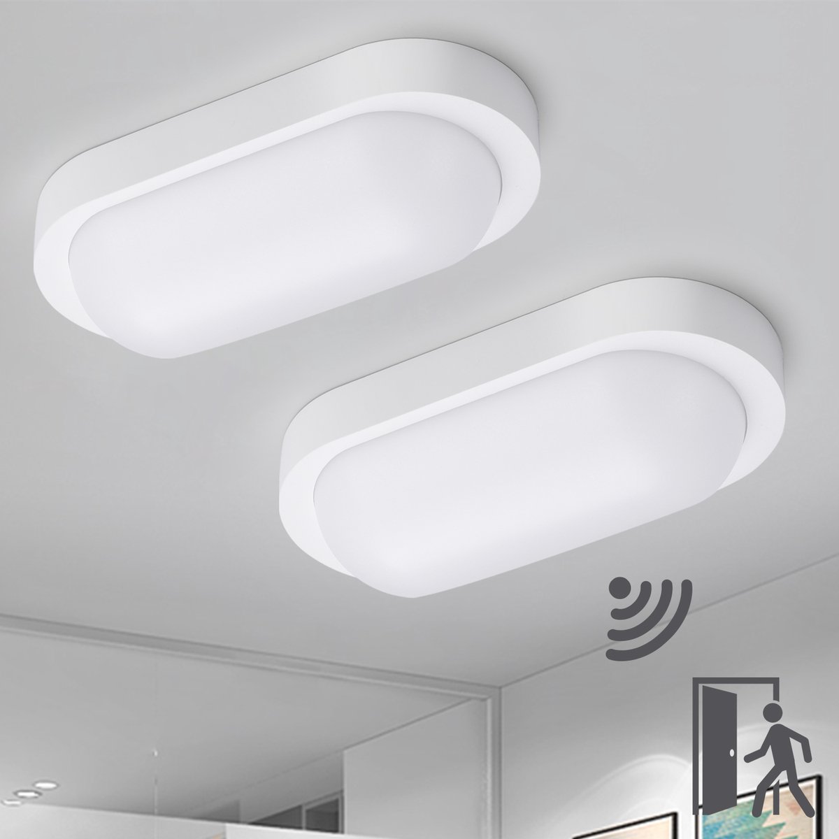 Oraymin LED Wandlamp met Sensor - 1080LM - 4000K - Wit - IP65 - Set van 2