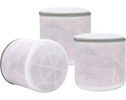 3 stuks - bh-waszakje - mesh waszakken - wasmachine zakken - voor delicate was - fijnmazige lingerie waszakken - ondergoed waszak met ritsen - voor intiem ondergoed - Cilindrische Ritsen Wasmachinetas - grijs - 15*17 cm