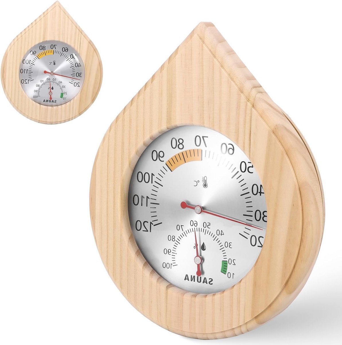Nauwkeurige 2-in-1 Sauna Thermometer en Hygrometer voor Houtsauna's, Ideaal voor Spa's en Stoomruimtes, Met Waterdruppelvorm en Hoge Precisie