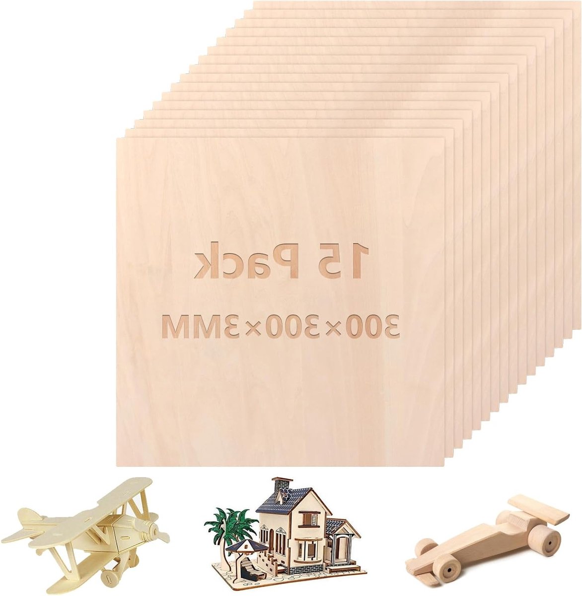 Balsa Houten Platen - Modelbouw Hout - Hobby Projecten - Natuurlijk Lindehout - 300 x 300 x 3 mm - Houtkleur