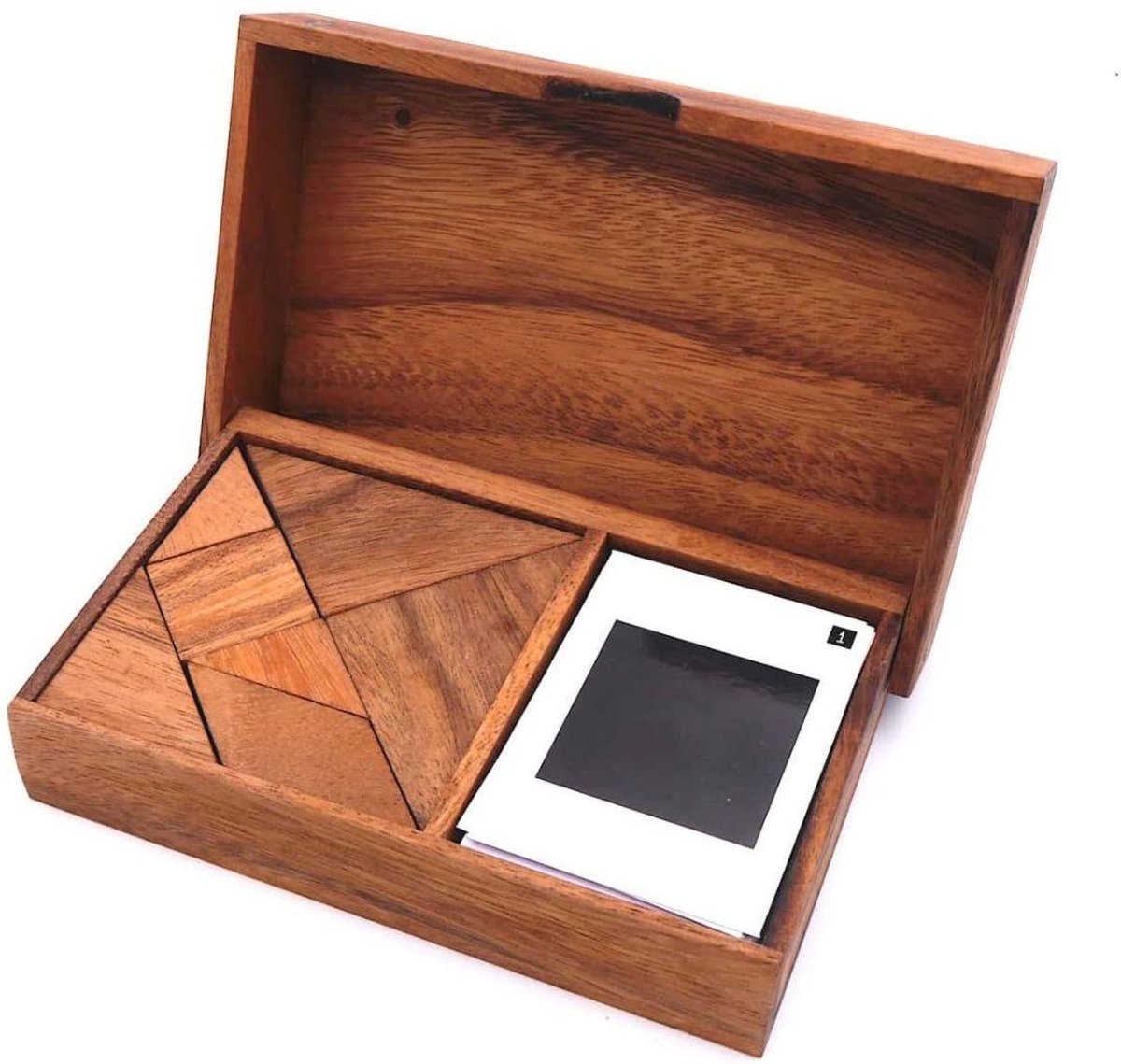 Tangram – Handgemaakt Houten Denkspel & Puzzelspel voor 2 Spelers | Klassiek Breinspel | Cadeau voor Kinderen & Volwassenen | Uit de Oude Doos