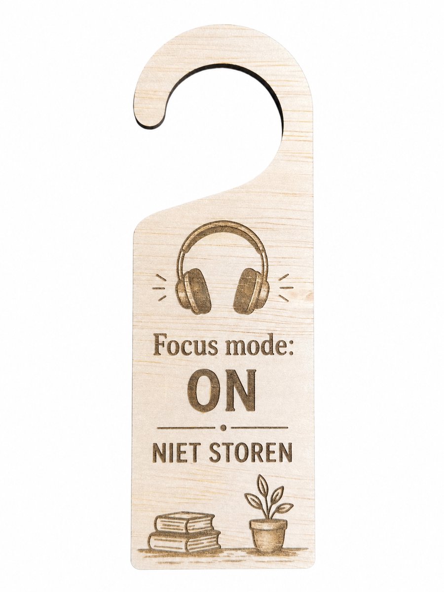 Houten Deurhanger Niet Storen – Focus Mode ON – Bureau Accessoire Thuiswerken – Werkkamer Decoratie