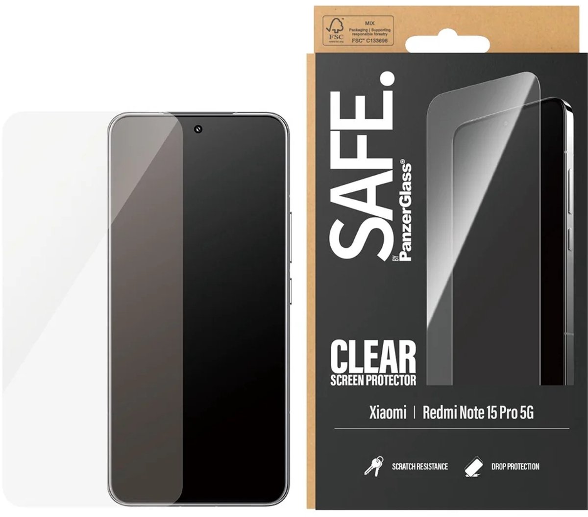 SAFE by PanzerGlass Ultra-Wide Fit Screenprotector voor de Xiaomi Redmi Note 15 Pro (5G)