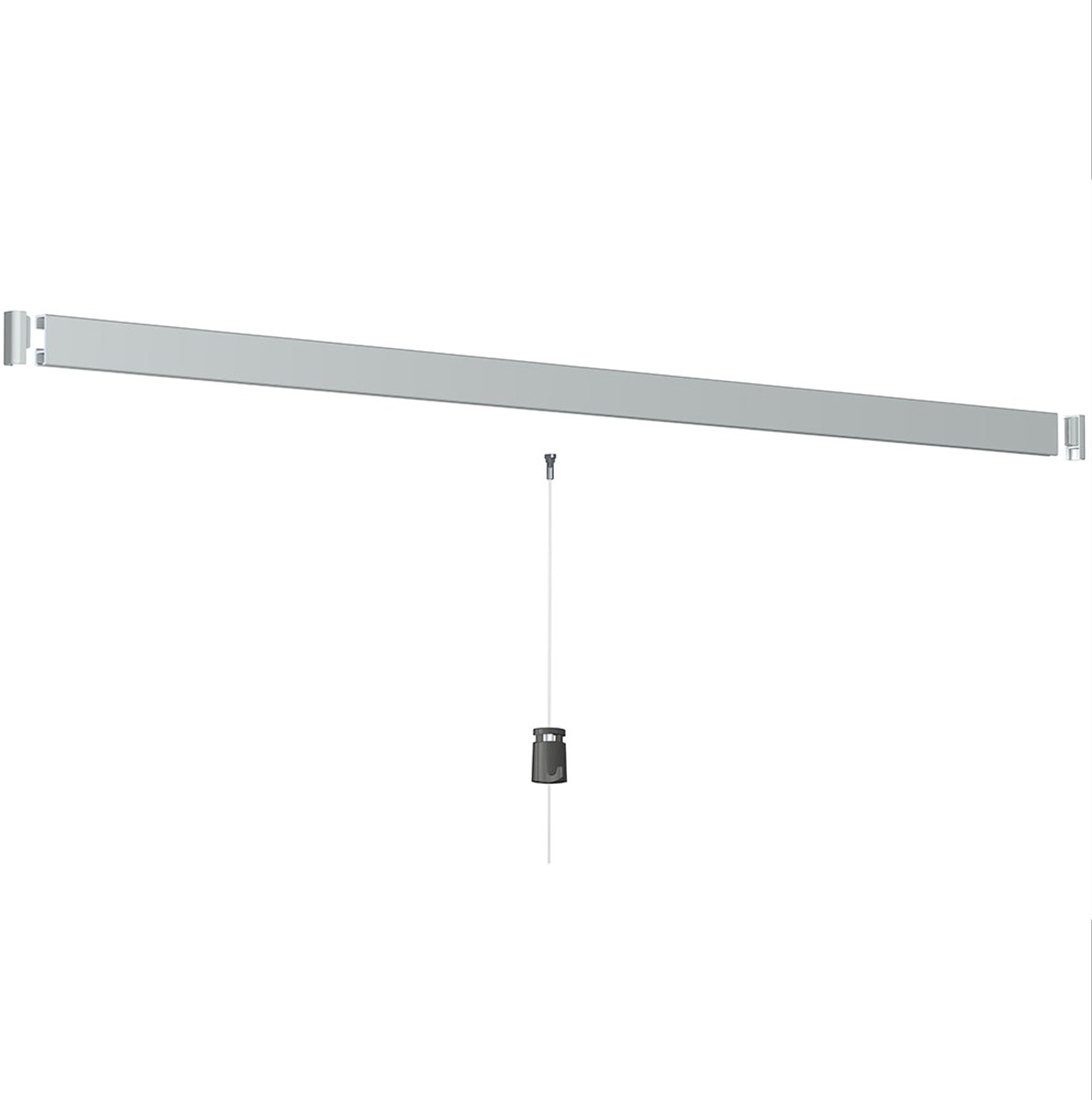 Artiteq Click Rail Schilderij Ophangsysteem 6 meter - Complete Set - Inclusief haken, draden en bevestigingsmaterialen - Aluminium geborsteld - 20 kg/m