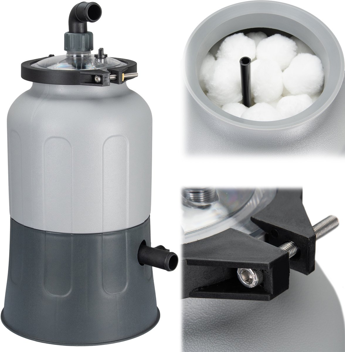 COIL Zandfilterpomp 3800 l/u (40W ECO) – Inclusief Aqualoon filterballen 256g – Stil 55 dB – Voor zwembaden tot 15 m³ – 32 mm aansluiting – foto 3