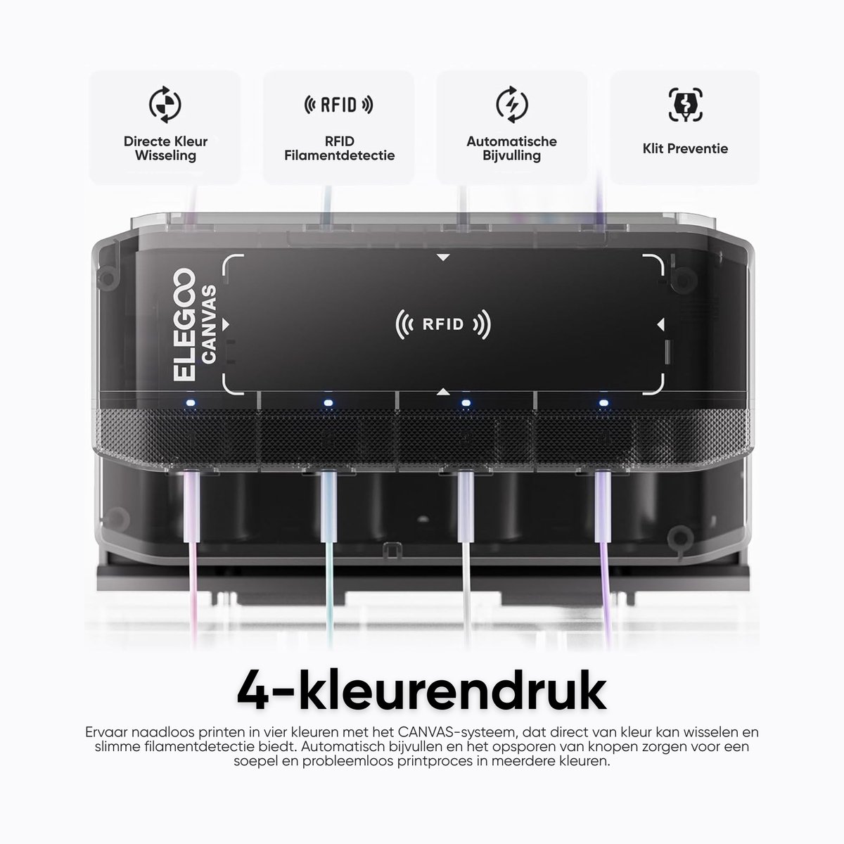 Elegoo Centauri Carbon 2 3D Printer High Speed 500–600mm/s Multi-Color – CoreXY – Gesloten Behuizing – Auto Leveling – WiFi – 256×256×256mm — afbeelding 6