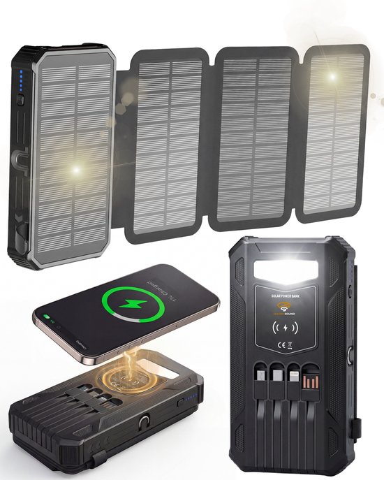 Golden Sound Solar Powerbank 30.000 mAh met 4 Panelen