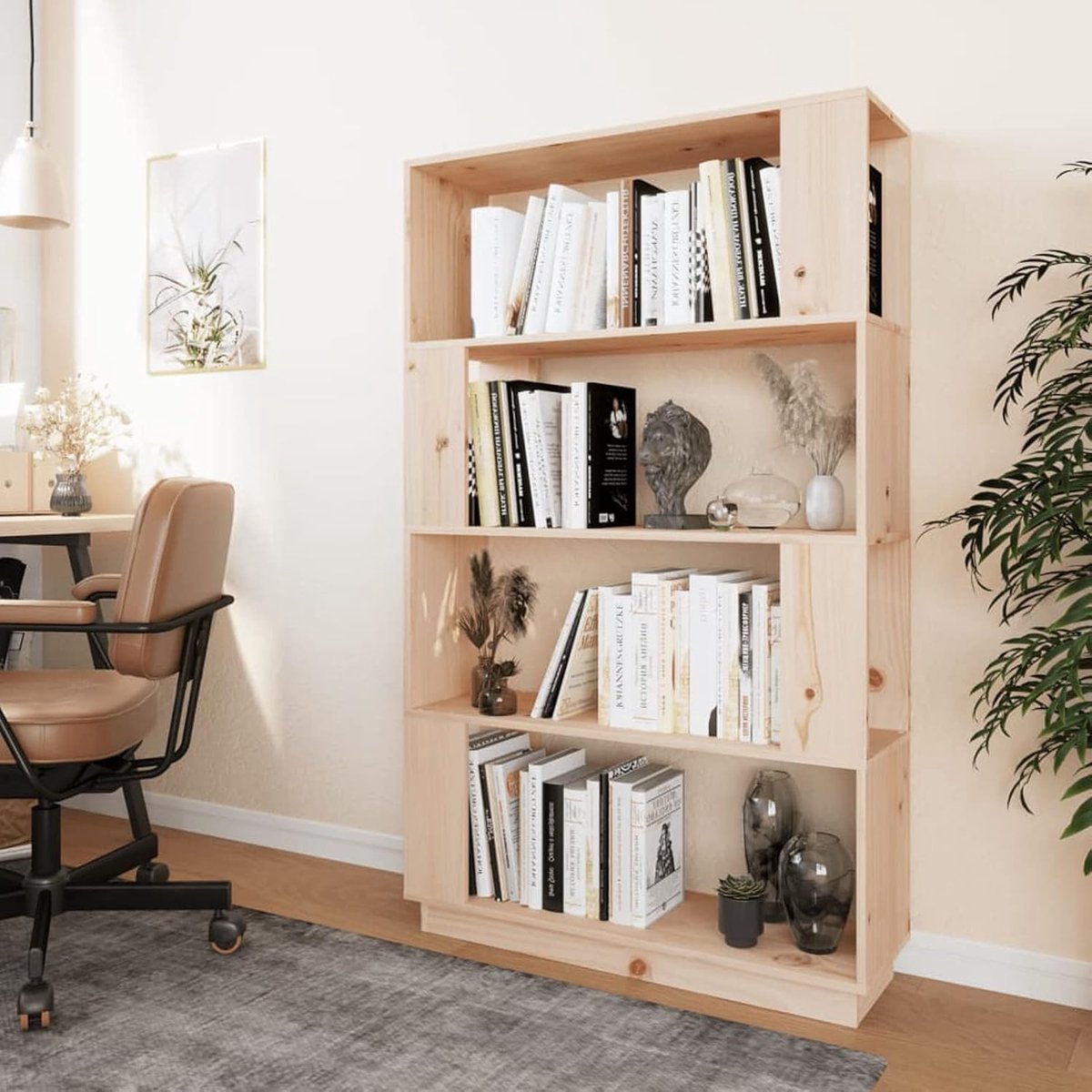 Trapezium Design Massief Grenen Boekenkast Kamerscherm 80 x 25 x 132 cm – Ruimteverdeler e