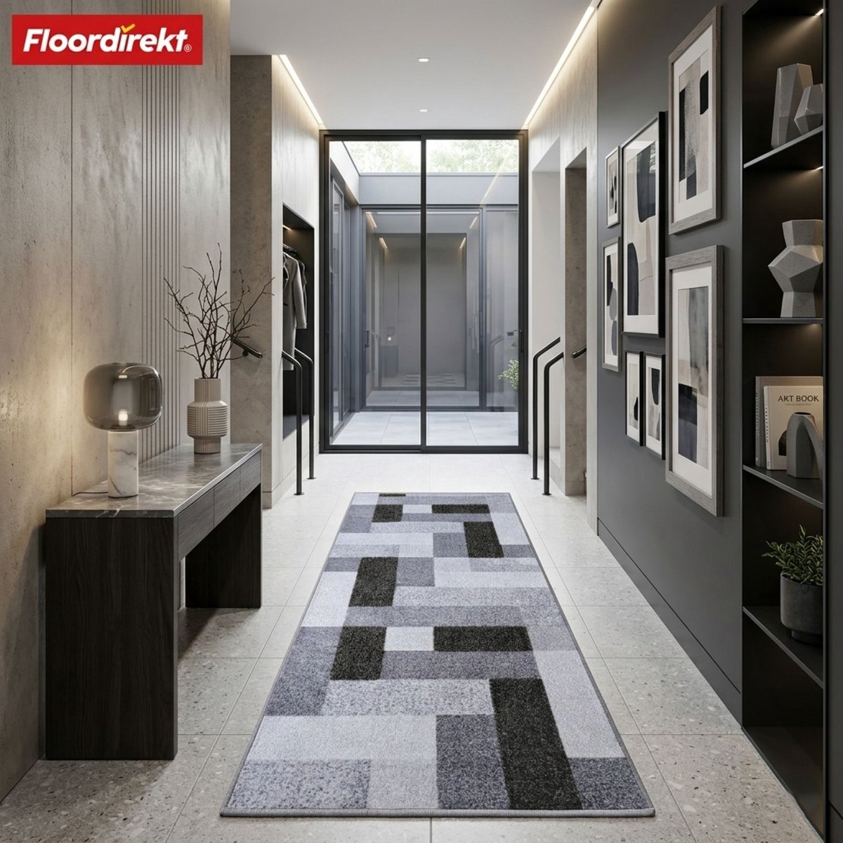 Floordirekt Tapijtloper Op Maat New York - 80 x 500 cm - Antraciet - Moderne Antislip Lope