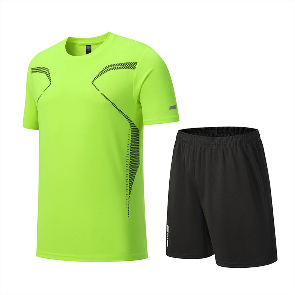 YOUTHUP Heren Ademende Sneldrogende Sportset - Rond Hals T-shirt met Korte Broek - M