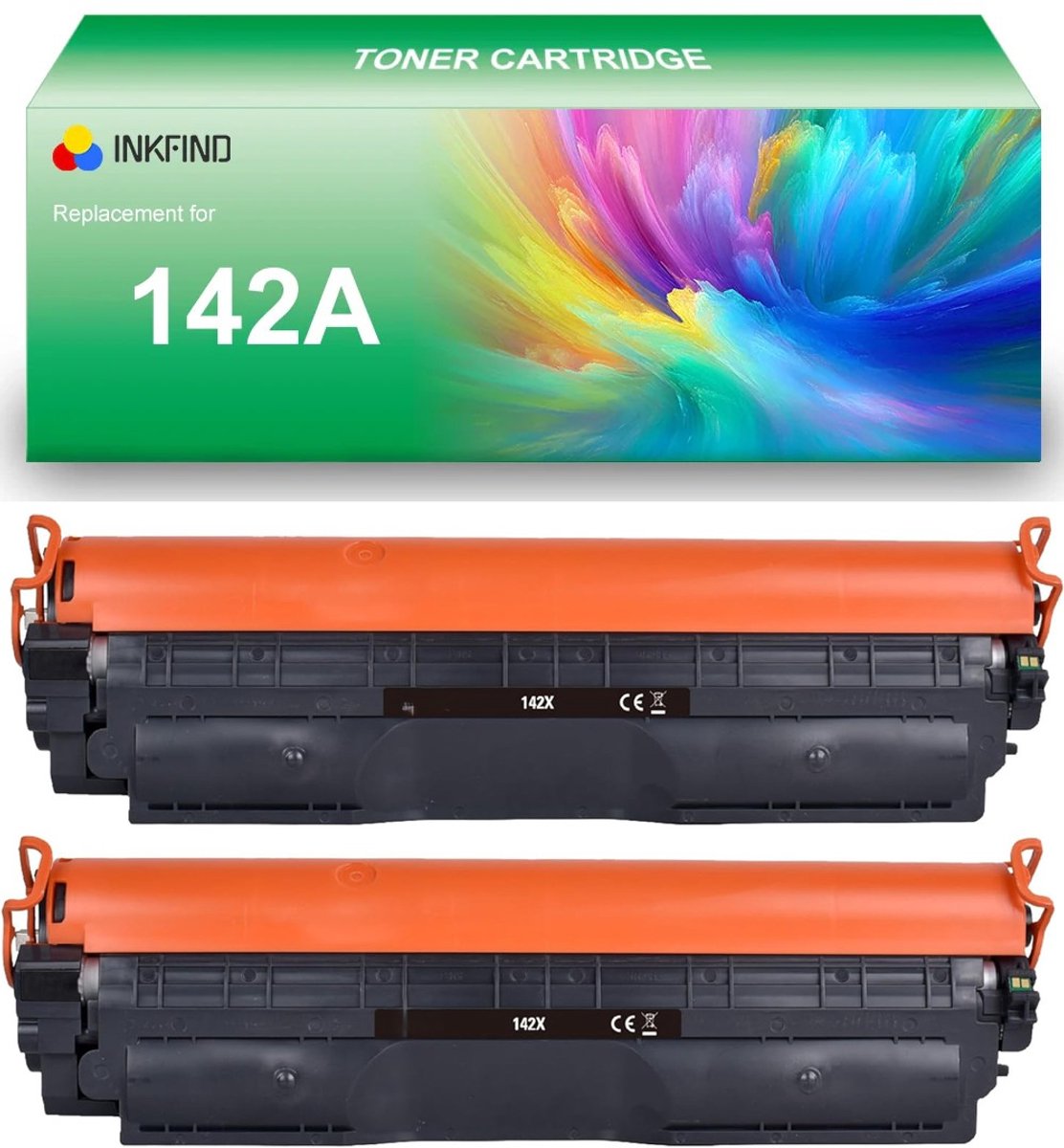 INKFIND 142A W1420A tonercartridge voor HP 142A W1420A tonercartridge multipack 2 stuks (Zwart x 2)