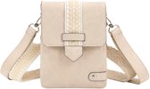 THL Design - Sac à bandoulière pour femme - Petit sac - Rabat - Sac pour téléphone - 2 sangles - Sac Beige