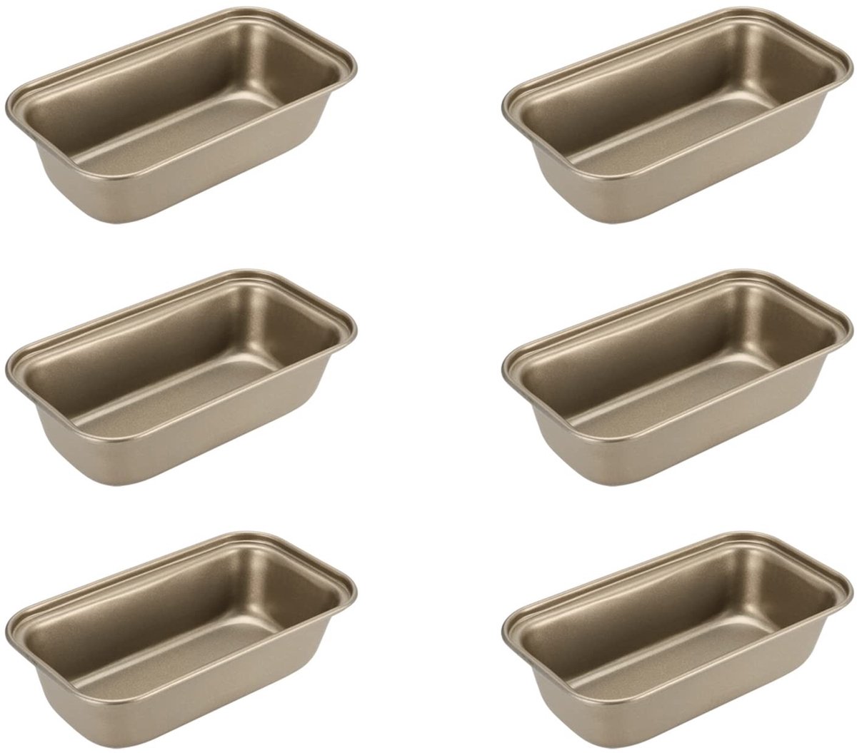 Allecto - Mini Broodvorm - Kleine Bakpannen - Niet-stick - Goud - Ovenbestendig - Perfect voor Vers Brood - 6 Stuks