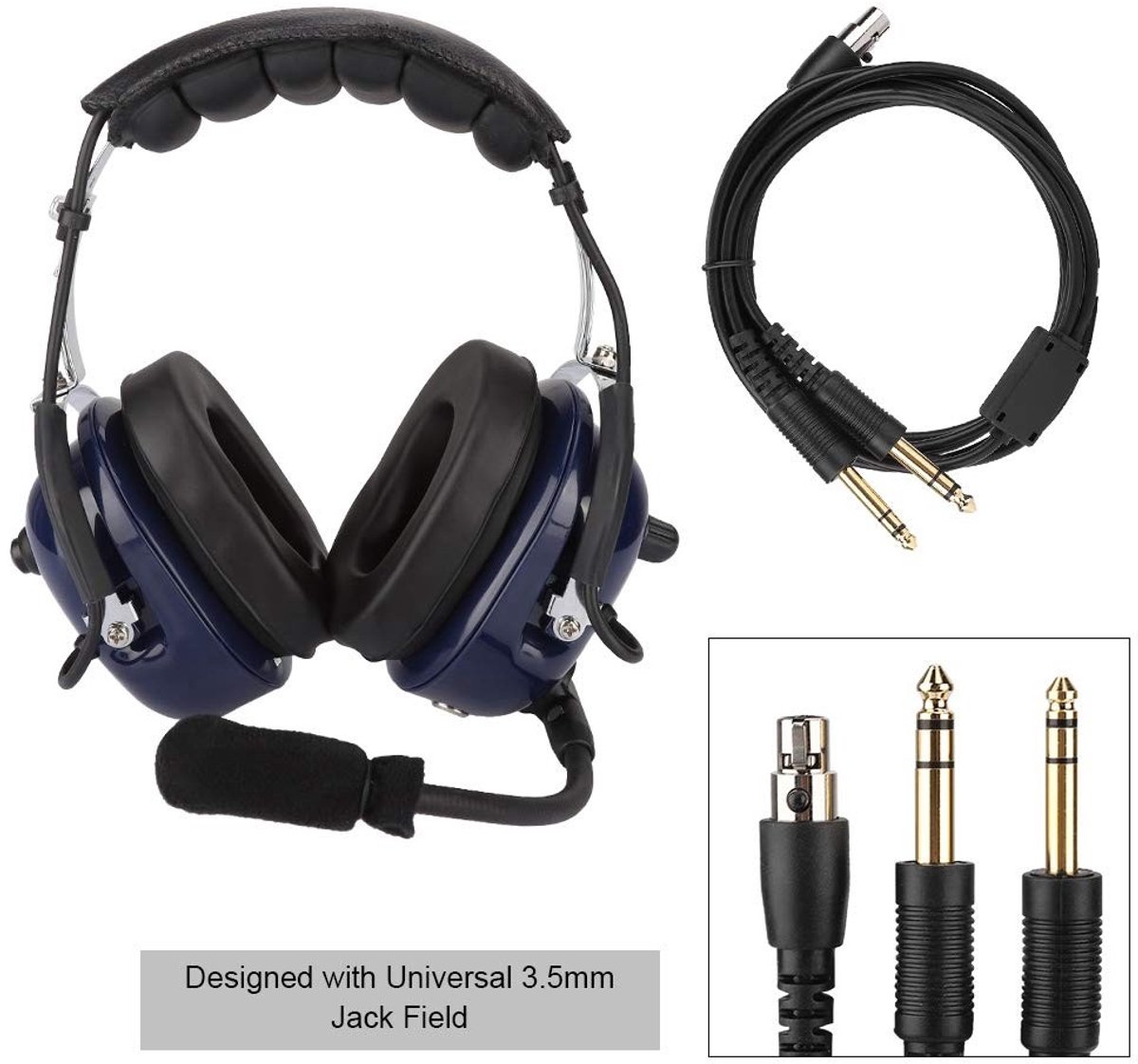 Allecto - Luchtvaart Headset - Ruisonderdrukking - Duidelijke communicatie - 3,5 mm jack - Pilot hoofdtelefoon - Geschikt voor piloten - Universele...