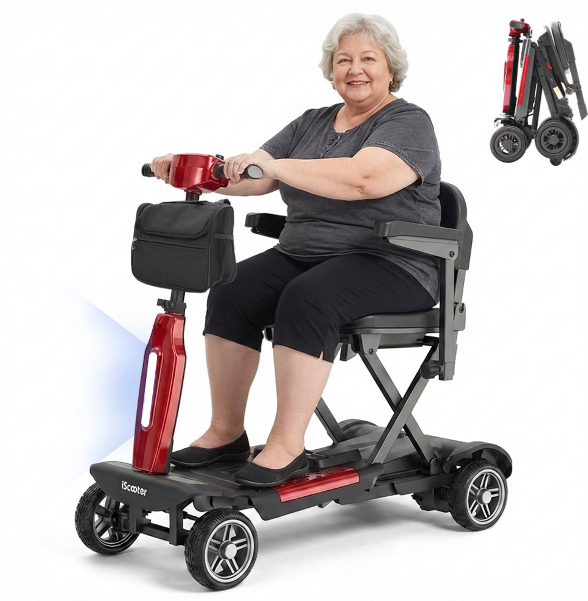 iScooter Elektrische Scootmobiel X11 - 250W Motor - 24V 15.6Ah Verwijderbare Accu - 30km Actieradius - 4-Wiel - Max. 150 kg Draagkracht - Inclusief Opbergta