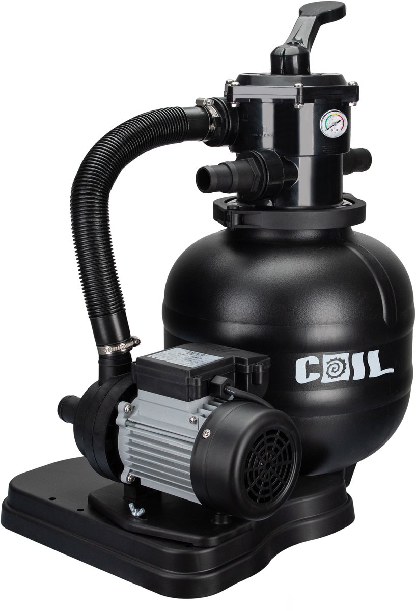 COIL Zandfilterpomp 6000 l/u (200W) – Zwembadpomp tot 18m³ – 7-wegklep met manometer – Geschikt voor zand en filterballen – foto 5