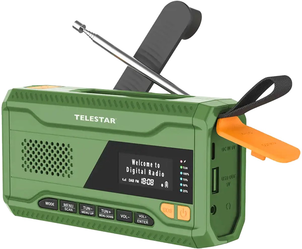 TELESTAR TOP NR 5 Noodradio DAB+ FM - Bluetooth - Dynamo - Zonnepaneel