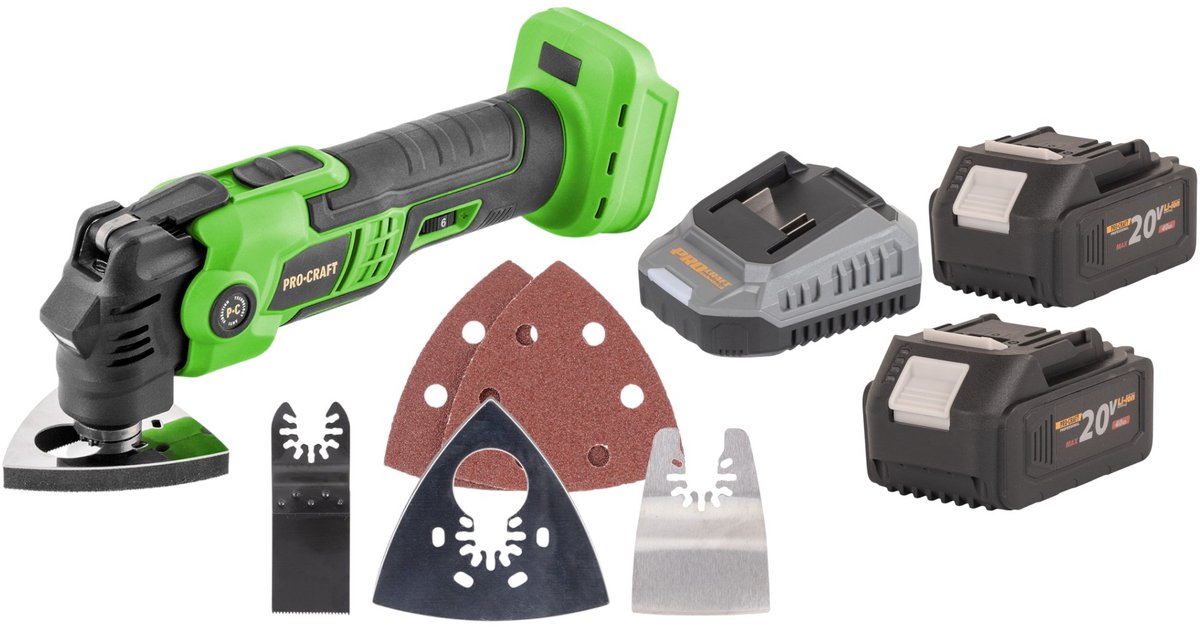 Procraft PMT22bb accu multifunctioneel gereedschap 20 V borstelloos + 2x accu 4,0 Ah + oplader