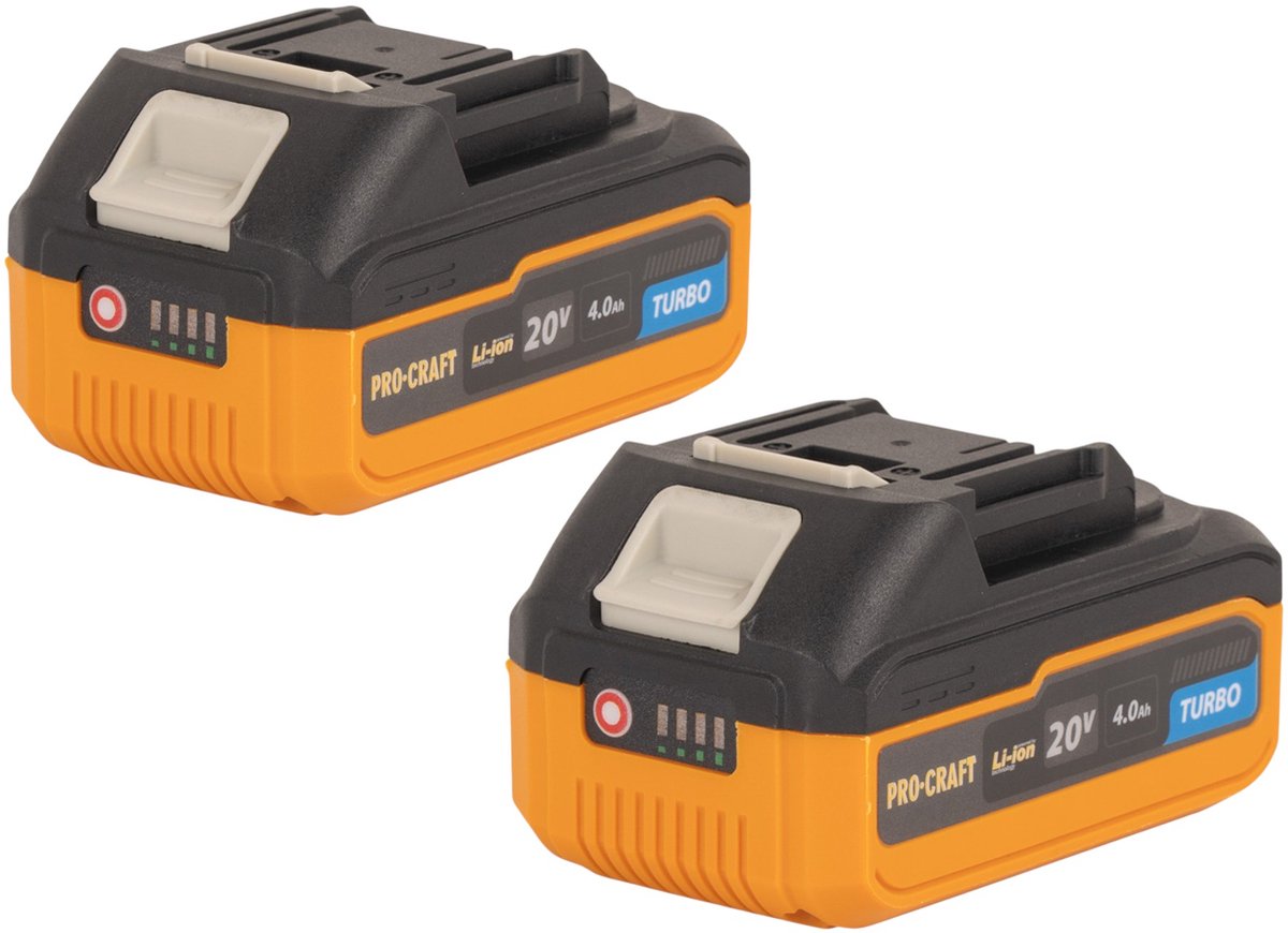 Procraft 2x 20/4 Turbo accu 20 V 4,0 Ah / 4000 mAh Li-ion met laadindicator