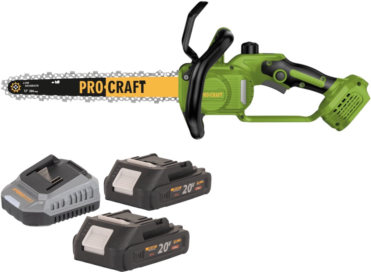 Procraft PKA33-BB accukettingzaag 20 V 304 mm borstelloos + 2x accu 2,0 Ah + oplader
