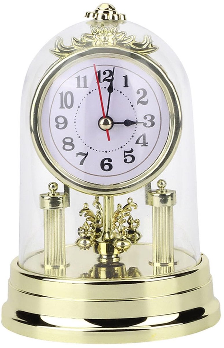 Allecto - Vintage Tafelklok - Antieke Stille Klok - Goud - Voor Huis en Kantoor - Decoratief - Klassiek ontwerp