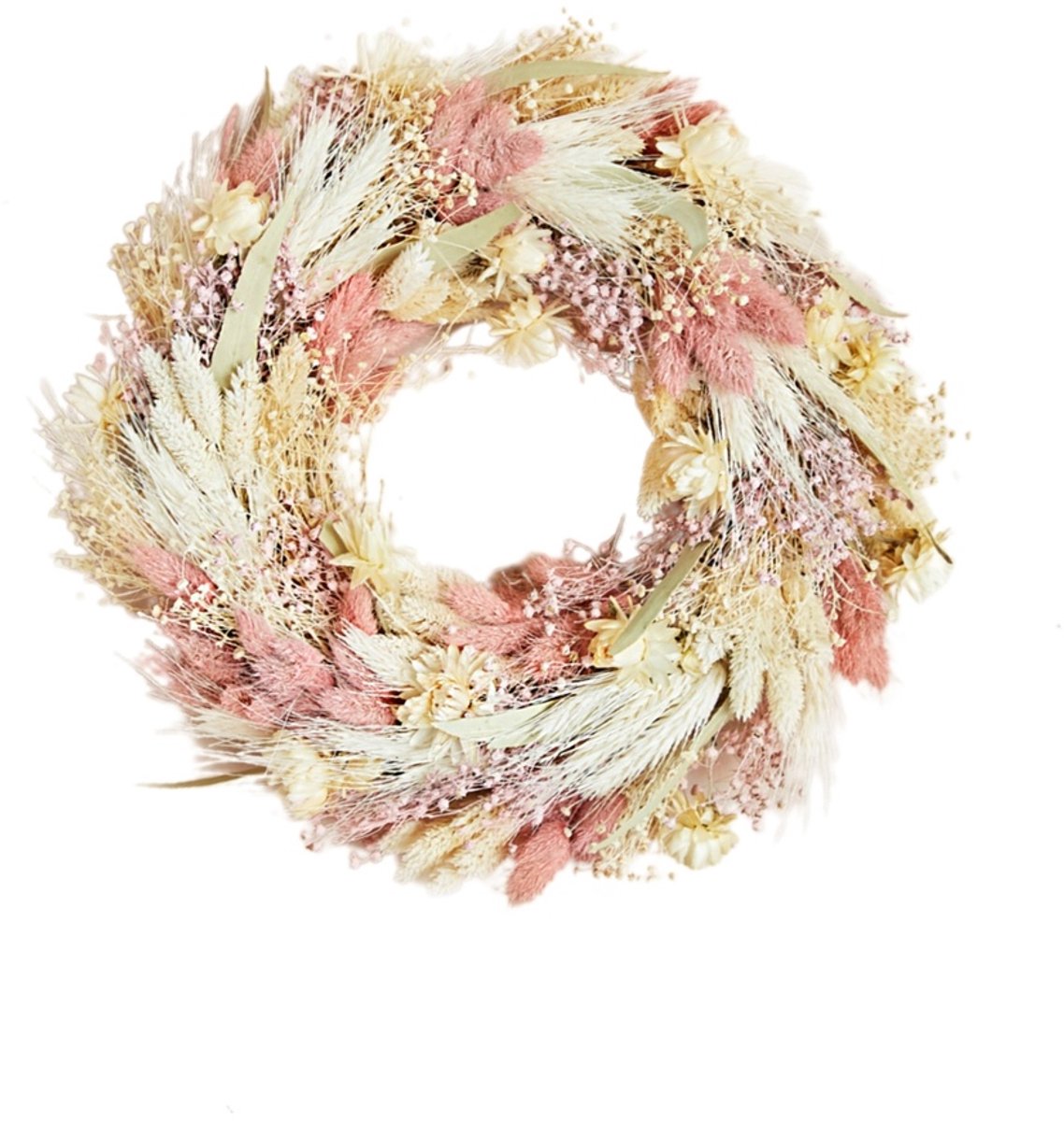 Wildflowers by Floriëtte wreath - Blush - Roze/ creme - 25 cm - Droogbloemen - Krans